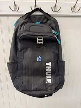 Thule Black Backpack with Teal Accent Zippers